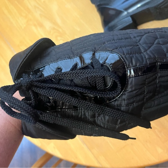 Miss sixty ladies 41 / 9.5 black theigh high rubber boots fabric legs - Picture 8 of 10